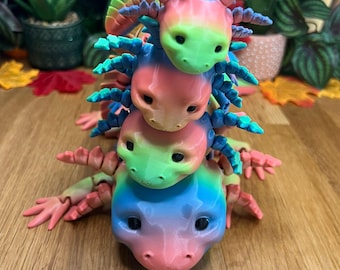 3D-geprinte gelede schattige axolotl | Sensorische stress | Zoals te zien op TikTok | Flexibel veelkleurig leuk axolotlcadeau
