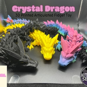 Crystal Dragon Articulating Fidget Dragon Toy By Cinderwing3d, Desk Stress Toy, Flexi Dragon Decoration 3D Printed, As Seen on TikTok