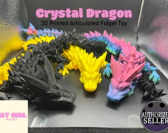 Crystal Dragon Articulating Fidget Dragon Toy By Cinderwing3d, Desk Stress Toy, Flexi Dragon Decoration 3D Printed, As Seen on TikTok