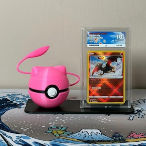 Mew Character Ball with display stand for slabs/toploaded/sleeved trading cards image 1
