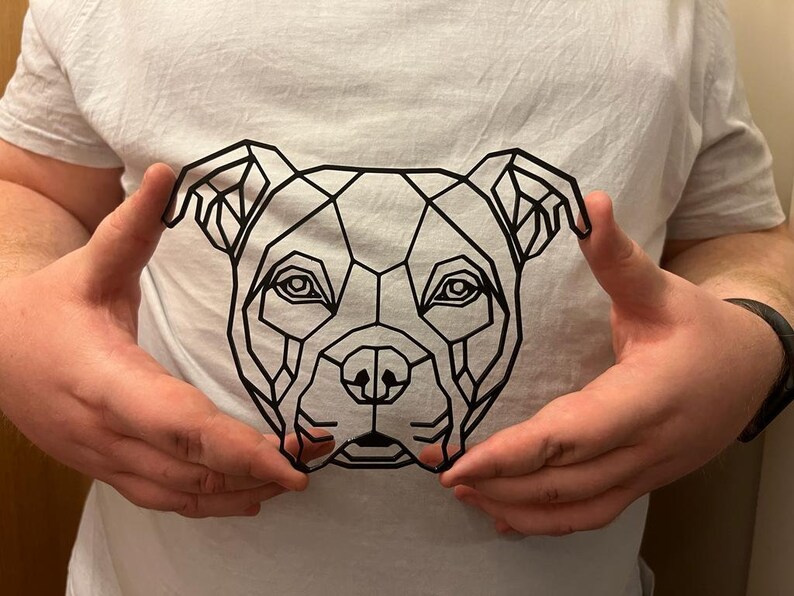 Personalised Geometric American Bulldog Wall Art Decor - Geometric Pet Print - Dog Lover Gift Idea - Staff - Staffy image 2