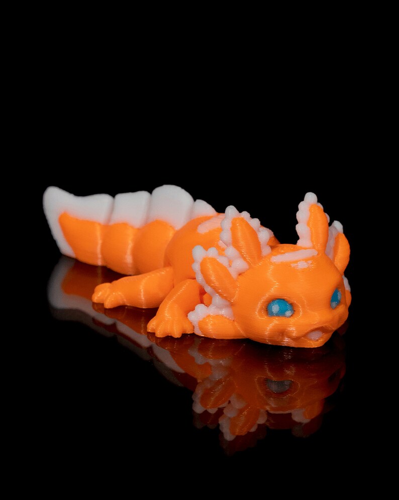 Custom Articulated 3DPrinted Axolotl Baby Candy - Collectible Display Piece, Stress Relief, ADHD Spinner - Various Colours - STLFLIX image 2