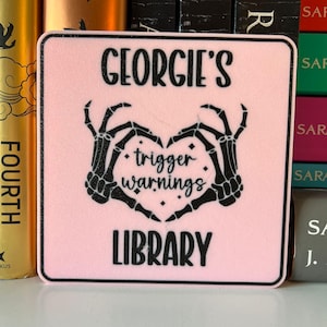 Trigger Warning Personalised Library Sign - Reader, Bookshelf, Booktok, Bookstagram image 1