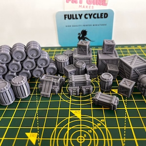 Crates and Barrels - Scatter Terrain Scenery miniatures - RPG Accessories - Wargaming, Tabletop, 28mm, 32mm