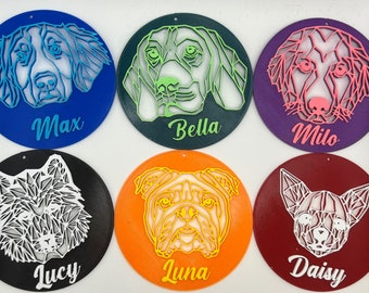 Personalised Geometric Dog Decoration - Christmas Ornament - Xmas Tree Bauble