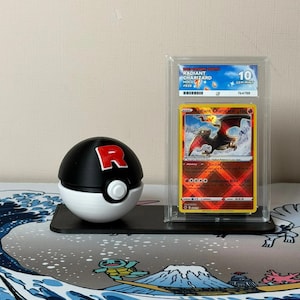 Rocket Monster Ball with display stand for slabs/toploaded/sleeved trading cards image 1