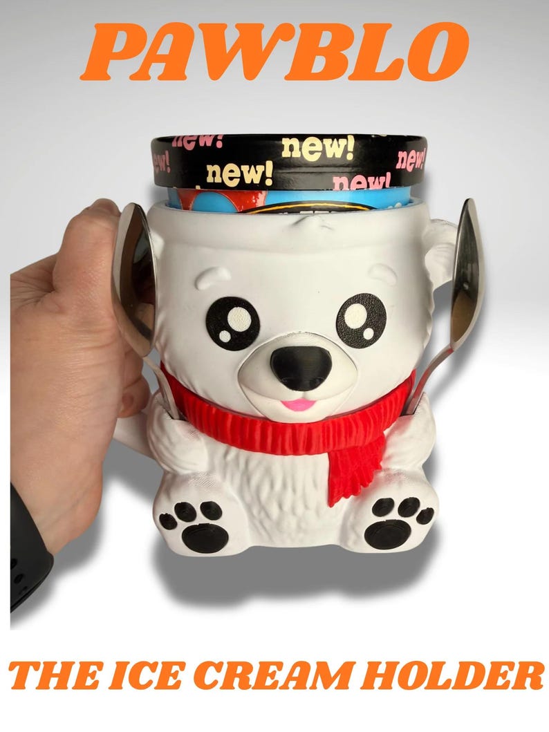 Support à glace Pawblo l'ours polaire - Joli support pour chope de glace imprimé en 3D image 1