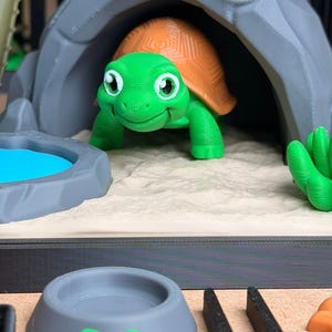 Fidget Tortoise Playset with 3D-Printed Tactile Figure Detailed Tank Environment Interactive Care Set & Stress Relief for Imaginative Play image 4