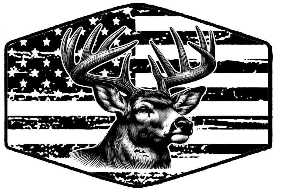 Distressed Flag Hat Patch File with Whitetail Deer Head. File Only