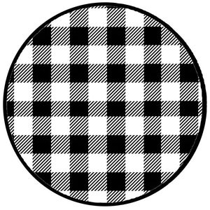 Op de afbeelding: Zwart-wit geruit patroon in een cirkel.