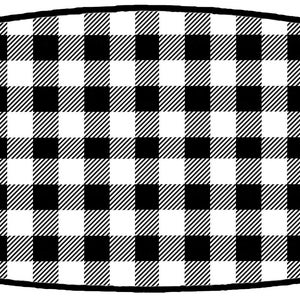 Op de afbeelding: Zwart-wit geruit patroon op een rechthoekig oppervlak. Het patroon is een klassiek gingham-ontwerp.