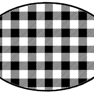 Op de afbeelding: Ovaal ontwerp met zwart-wit geruit patroon.