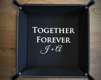 Custom Engraved Leatherette Valet Tray: Personalized Catch-All Gift