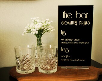 His & Her Bar Signs, Wedding Specialty Drinks