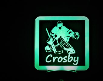 Custom Hockey Goalie Night Light: Laser Engraved LED Light