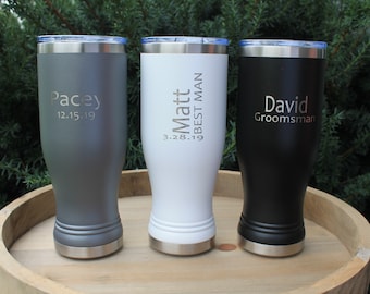 Personalized Engraved Insulated Beer Pilsner Tumbler Glass 20oz