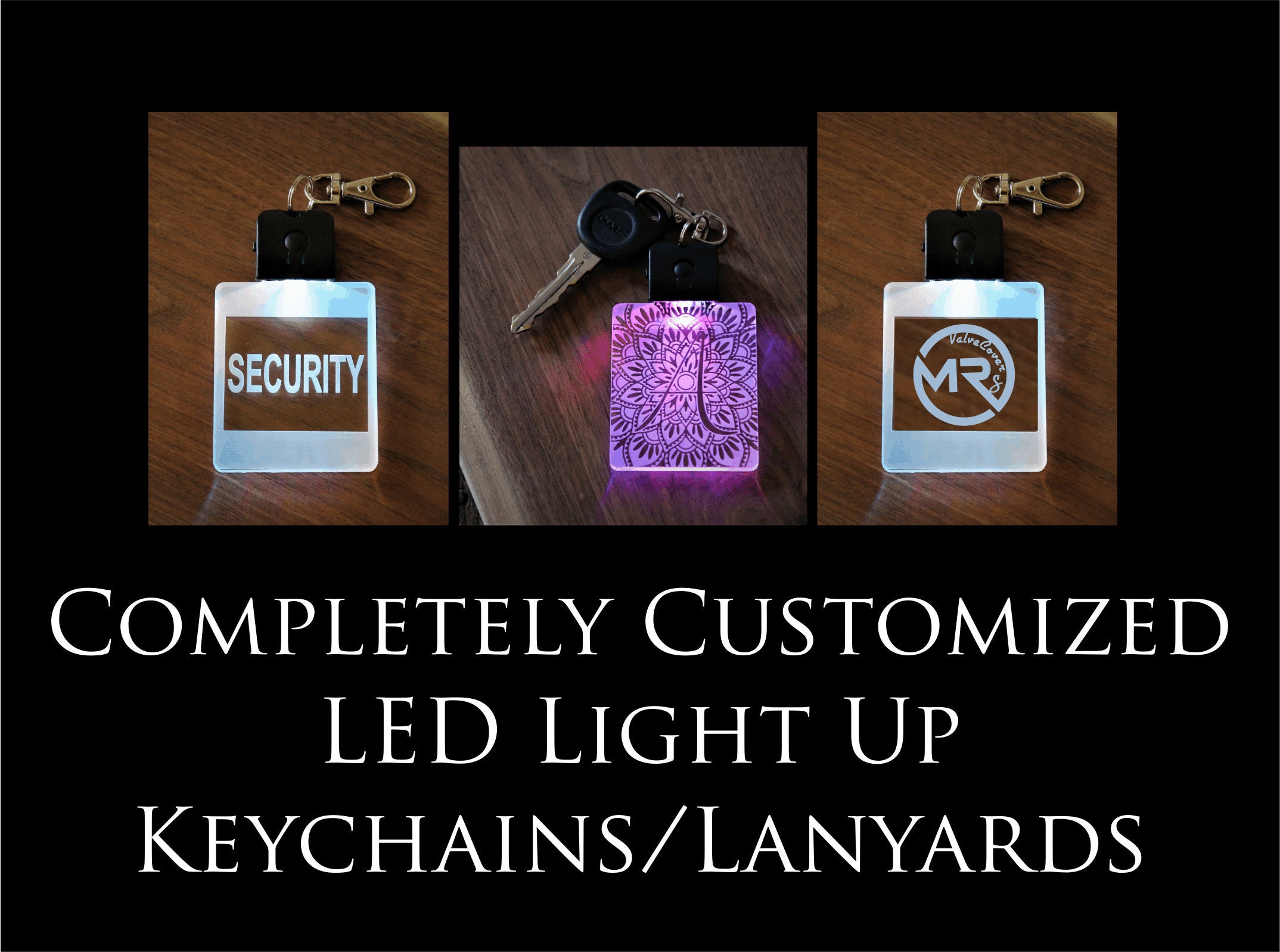 Led RECHARGEABLE COMPLETELY CUSTOM Light Up Keychain &/or Etsy