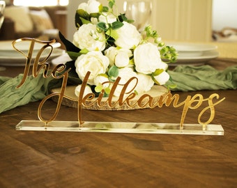 Custom Laser Cut Acrylic Wedding Sign: Gold or Silver Mirror, Freestanding