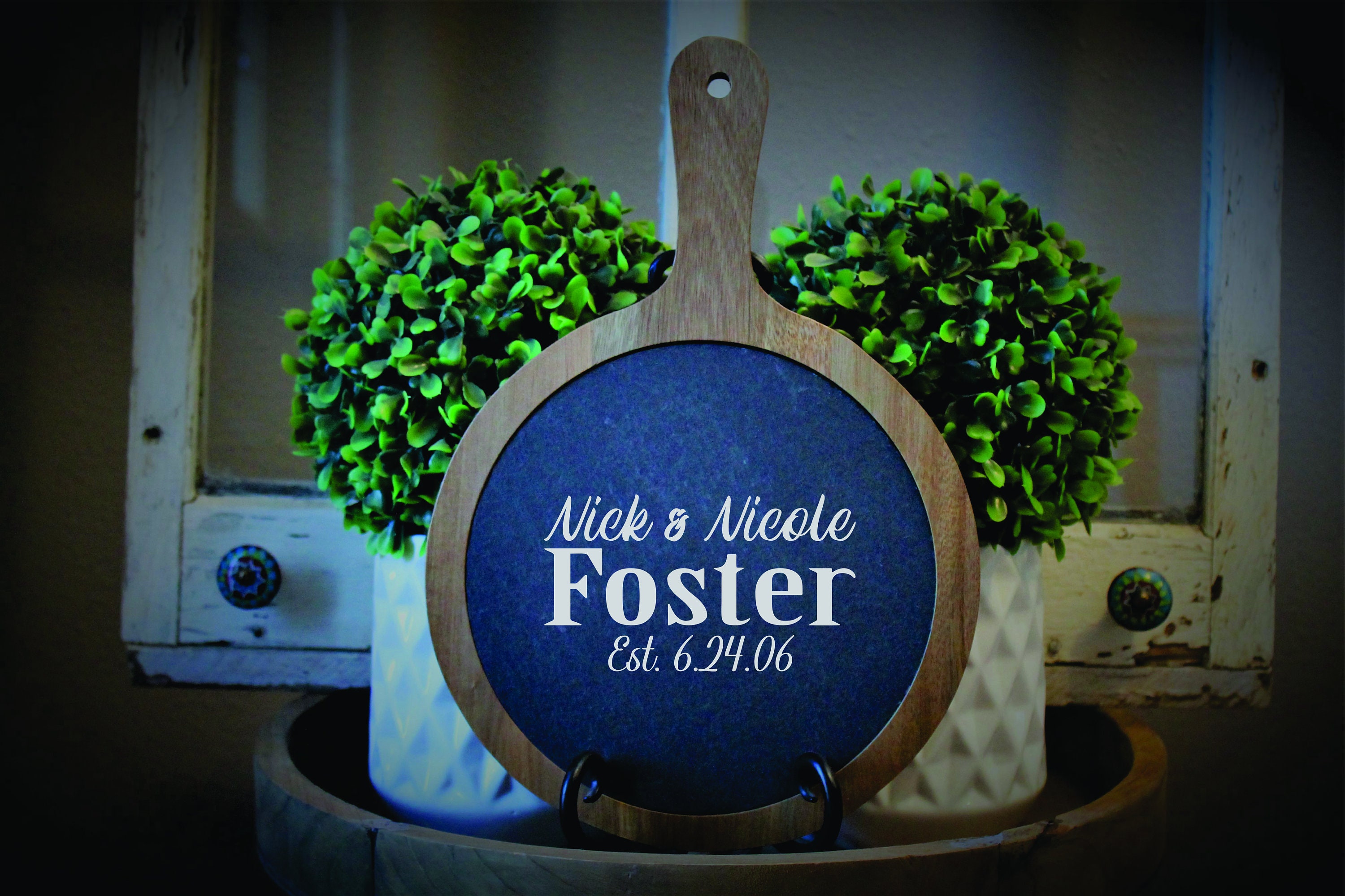 Personalized Engraved Acacia Wood & Slate Cutting Board - Etsy