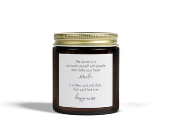 Inspirational Scented Candle, Coconut Apricot Wax, Mindful Gift for Relaxation, Self-Care, Home Decor, Quotes for Happiness