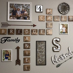 Oversized Scrabble Tiles, Blocks, Family, Names, Custom Name on Wall, Wall Art, Family Crest, 3D Scrabble Tiles, Modern Farmhouse Decor