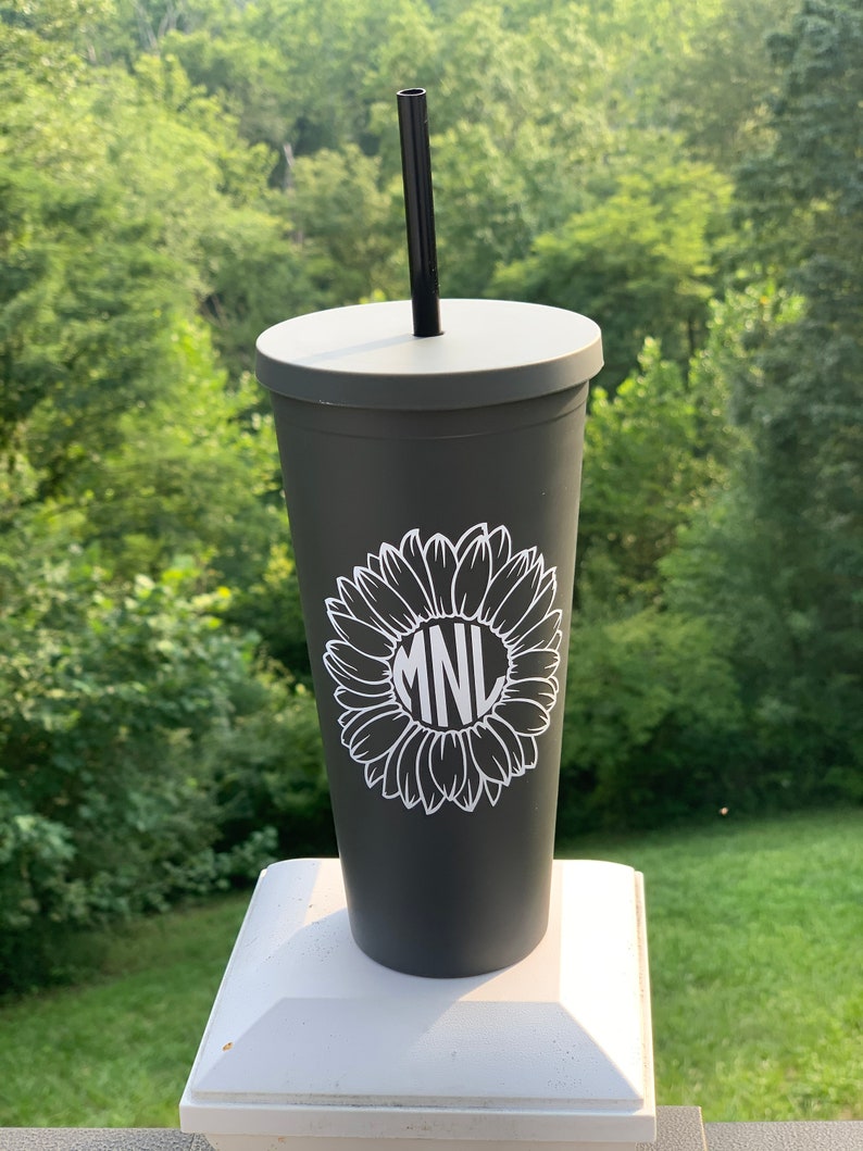Personalized Tumbler With Straw Monogram Tumbler Bridesmaid Etsy