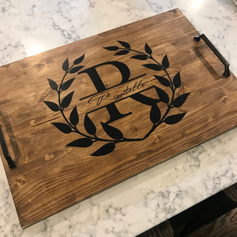 Customized Name Serving Tray With Handles Personalized Etsy