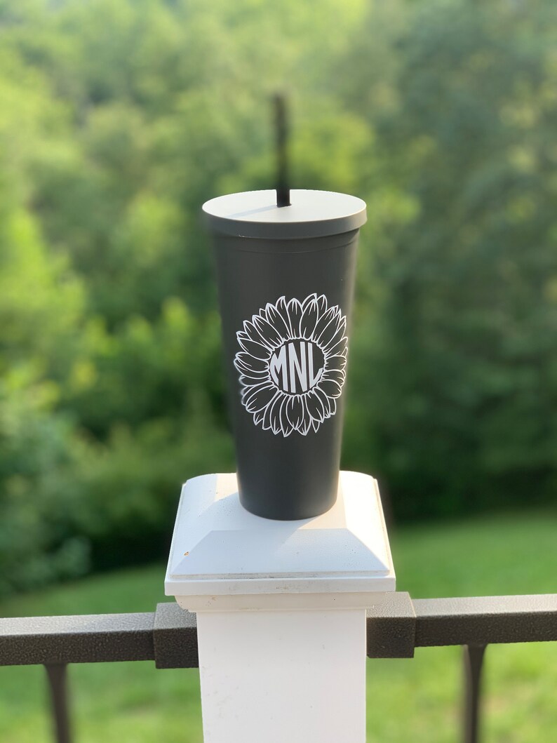 Personalized Tumbler With Straw Monogram Tumbler Bridesmaid Etsy
