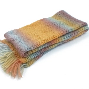 Handmade Knitted Scarf Baby Alpaca Wool, Various Colors Nordic style warm scarf, Natural Baby Alpaca wool winter scarf image 4