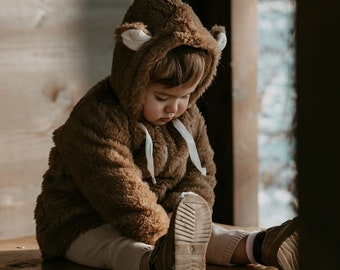 Brown Bear: Baby/Kid Double Layer Woolen Jacket; Customizable, extra warm virgin wool baby jacket, woolen kid jacket, baby winter jacket!