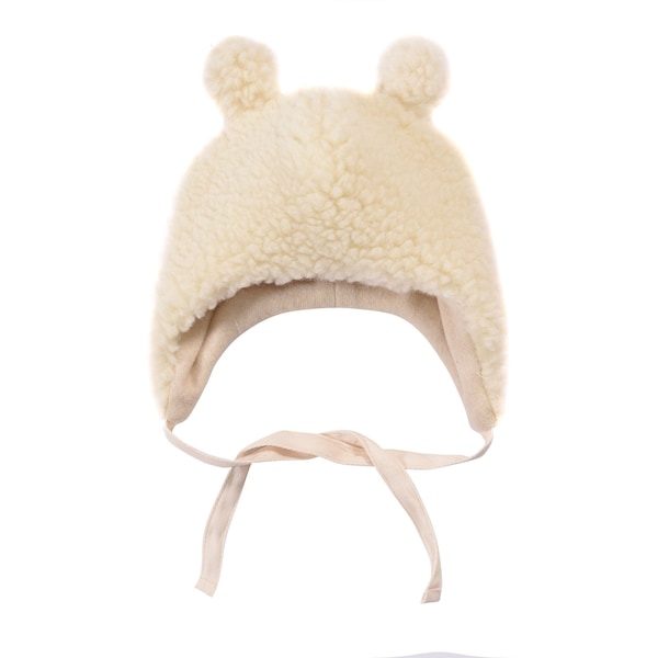 Polar Bear Baby Hat with Double Layer Warmth: Angora & Virgin Wool, Exceptionally Warm and Breathable, Baby Shower Gift, Essential! Merino.