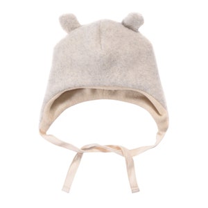 Grey Bear Baby Hat with Double Layer Warmth: Angora & Virgin Wool, Exceptionally Warm and Breathable, Baby Shower Gift, Essential! Merino.