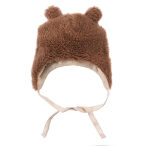 Brown Bear Baby Hat with Double Layer Warmth: Angora & Virgin Wool, Exceptionally Warm and Breathable, Baby Shower Gift, Essential! Merino.