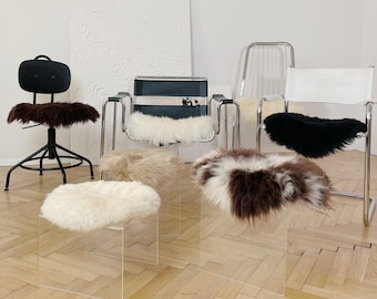 Sheepskin Stool Covers! Round/Square/Rectangle. Natural Sheepskin! Custom Made! Different size, shape, color available!