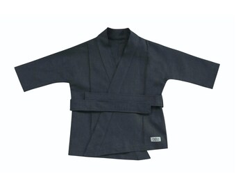 Ramie Baby/Kid Kimono - Charcoal  Non Toxic