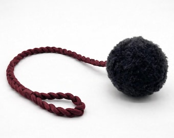 Wool Pom Tug Toy - Black