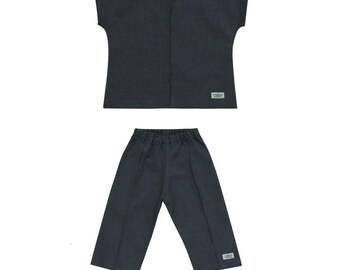 Ramie Baby/Kid Clothing Set - Charcoal  Non Toxic