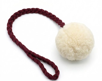 Wool Pom Tug Toy - White&red