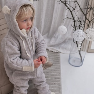 Babyoverall, winteroverall scheerwol, aanpasbaar! Verschillende maten, babyshower, pasgeboren cadeau! Jumpsuit voor meisjes of jongens, uniseks romper
