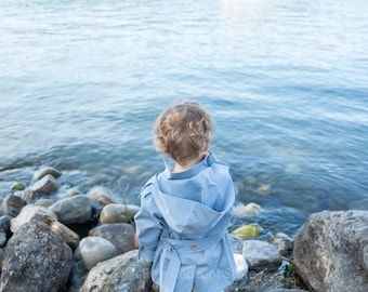 Kid's Trench Coat - Blue - Cotton Non Toxic