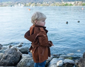 Kid's Trench Coat - Brown - Cotton  Non Toxic