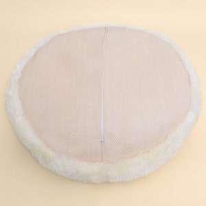 Beige / Grey Greige Luxurious Natural Sheepskin Pet Cave Sheepskin dog bed, cat bed Cat cave, pet furniture, pet couch Choose your size image 8