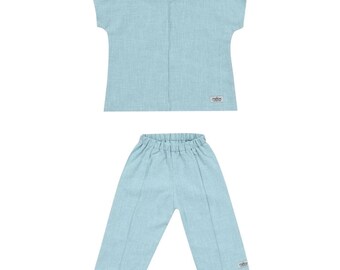 Ramie Baby/Kid Clothing Set - Blue Non Toxic