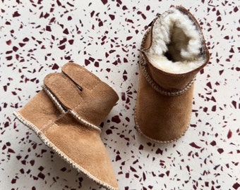 Beige Baby Sheepskin Boots. Customizable - made to measure. Real Shearling Sheepskin Boots! Nordic style, non-allergic choice for your baby