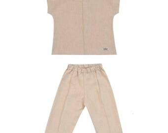 Ramie Baby/Kid Clothing Set - Beige  Non Toxic