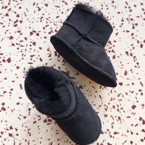Black Baby Sheepskin Boots. Customizable - made to measure. Real Shearling Sheepskin Boots! Nordic style, non-allergic choice for your baby