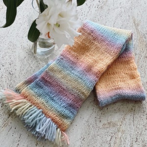 Handmade Knitted Scarf Baby Alpaca Wool, Various Colors Nordic style warm scarf, Natural Baby Alpaca wool winter scarf image 7
