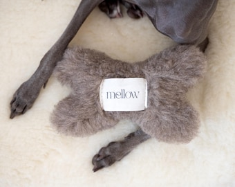Sheepskin Bone Dog Toy, Natural Wool Plush, Customizable, Handmade