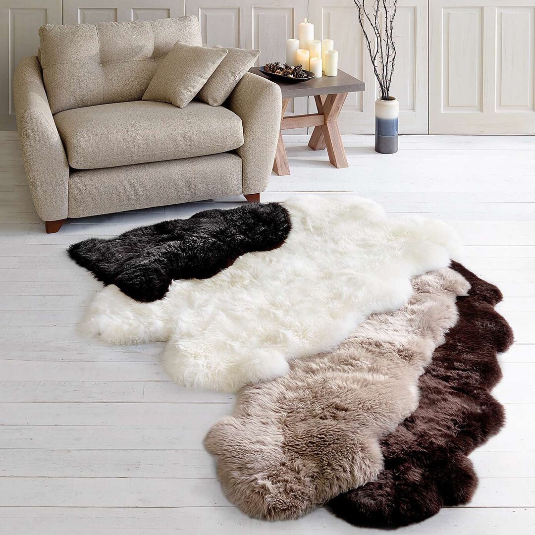 Natural Sheepskin Rug, Custom Color, Nordic Home Decor - Etsy