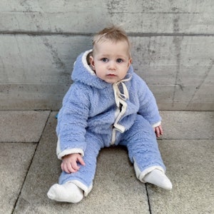 Babyblauwe overall, winteroverall scheerwol, aanpasbaar! Verschillende maten, babyshower, pasgeboren cadeau! Uniseks rompertje voor meisjes of jongens